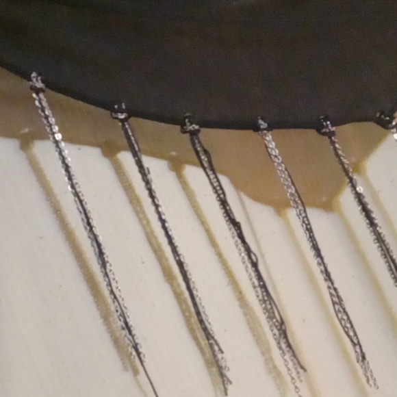 Handmade Hip Scarf ! BLACK&silver - for Dance-has  chain tassels  hip Wrap - Picture 4 of 4